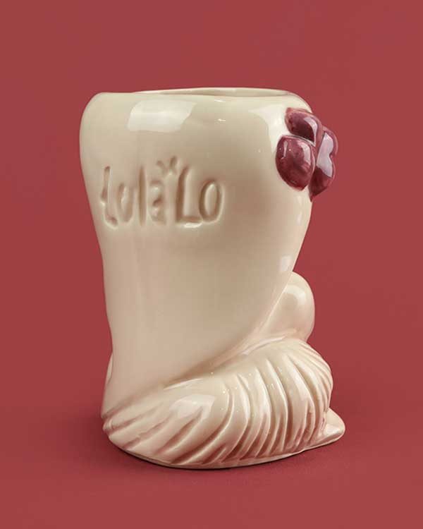Ceramic good time girl Lola Lo tiki mug pink