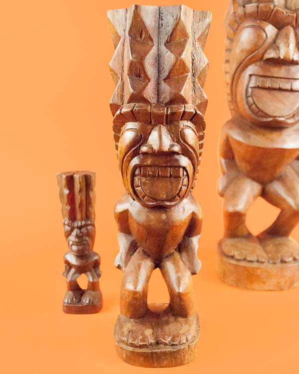 Hand Carved Wooden Tiki Kanaloa God Of The Ocean 30CM Little 