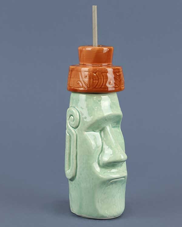 Moai Top Knot Ceramic Tiki Mug