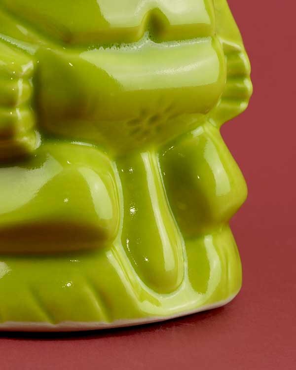 Ceramic Tangaroa tiki mug lime green