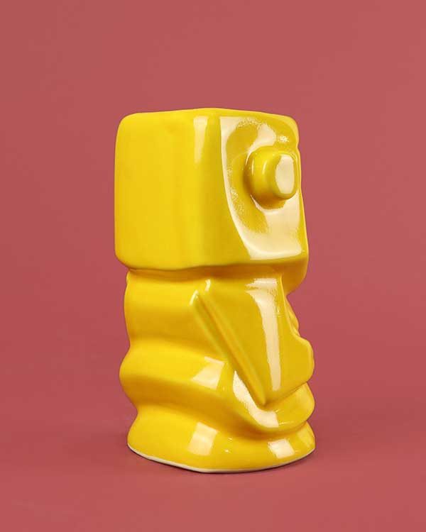 Ceramic Tangaroa tiki mug yellow