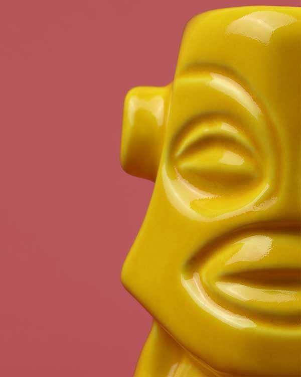 Ceramic Tangaroa tiki mug yellow