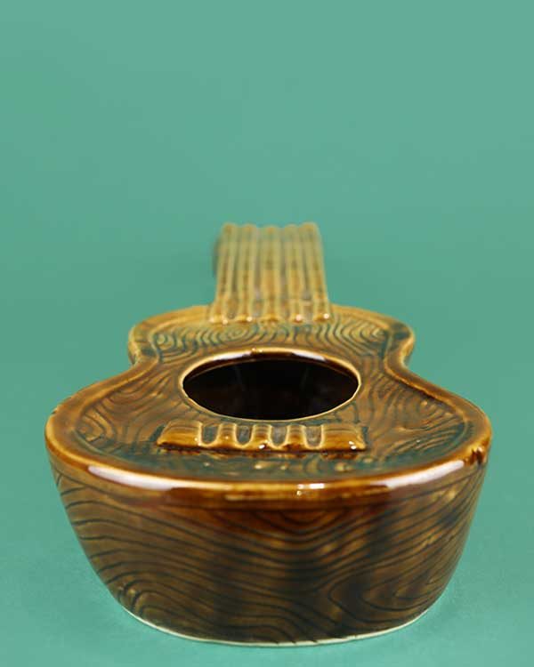 Ceramic ukulele tiki cocktail sharer brown