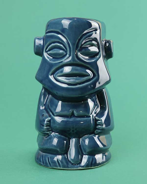Ceramic Tangaroa tiki mug blue