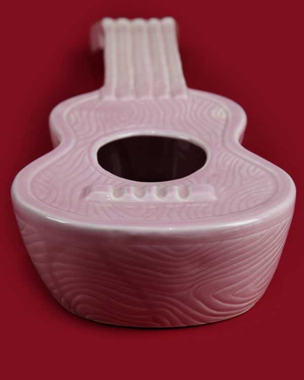 Ceramic ukulele tiki cocktail sharer pink