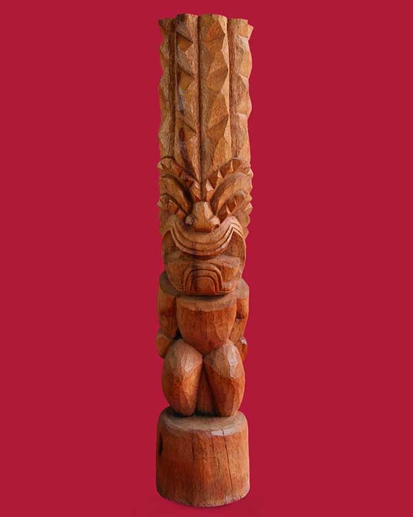Hand Carved Wooden Kanaloa Tiki Front