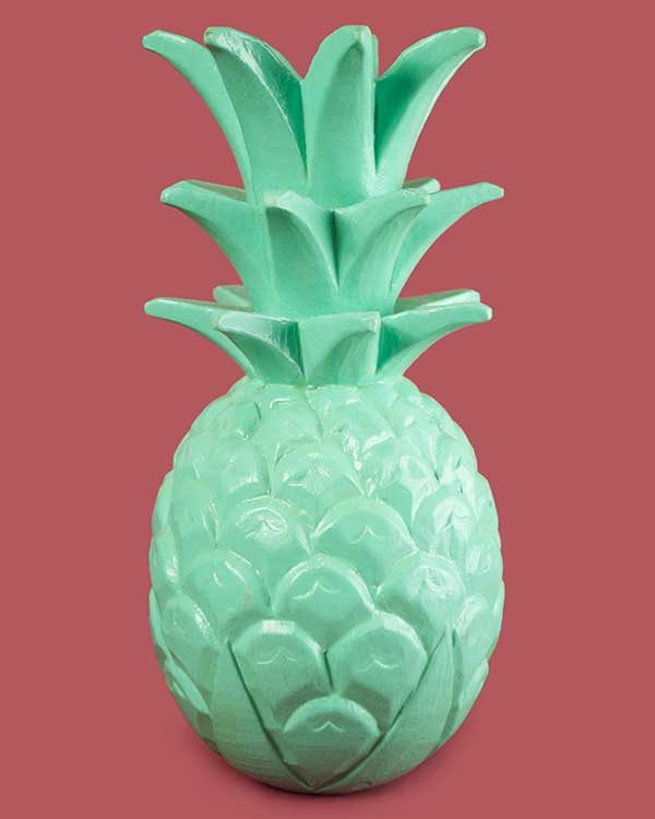 Light Green Carved Wooden Pineapple