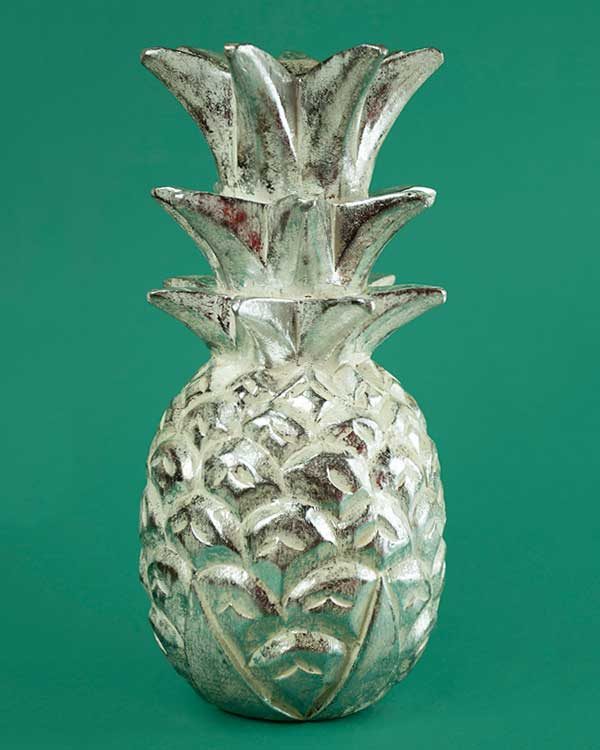 Silver Wooden Carved Pineapple