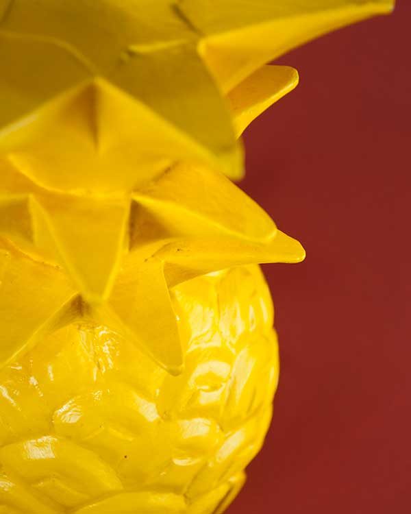 Yellow Carved Wooden Pineapple