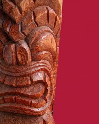 Hand Carved Wooden Ku Tiki Detail