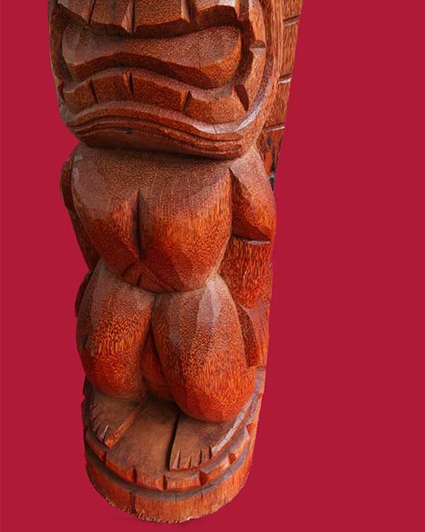 Hand Carved Wooden Ku Tiki Detail