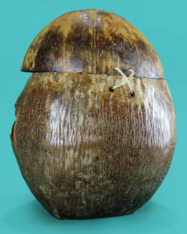 Carved Coconut Husk Monkey Drinking Vessel