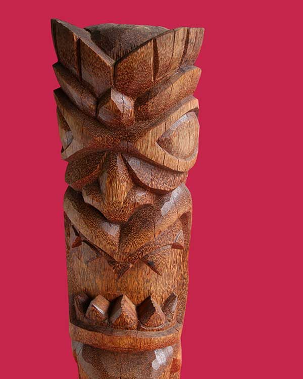 Hand Carved Wooden Tiki Detail
