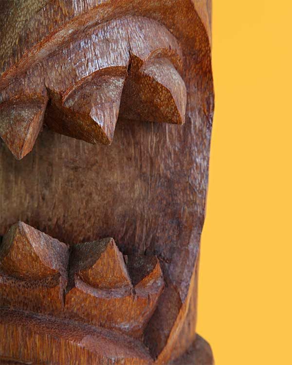 Hand Carved Wooden Tiki Detail