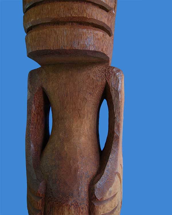 Hand Carved Wooden Marquesian Tiki Detail