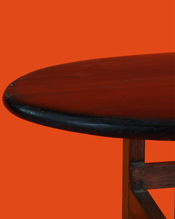 Surfboard Shaped Coffee Table close up