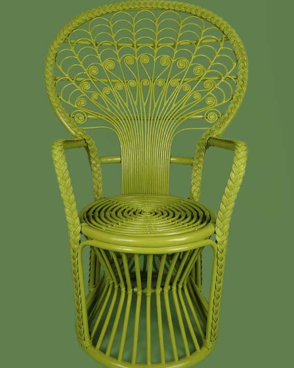 Rattan peacock chair in lime green