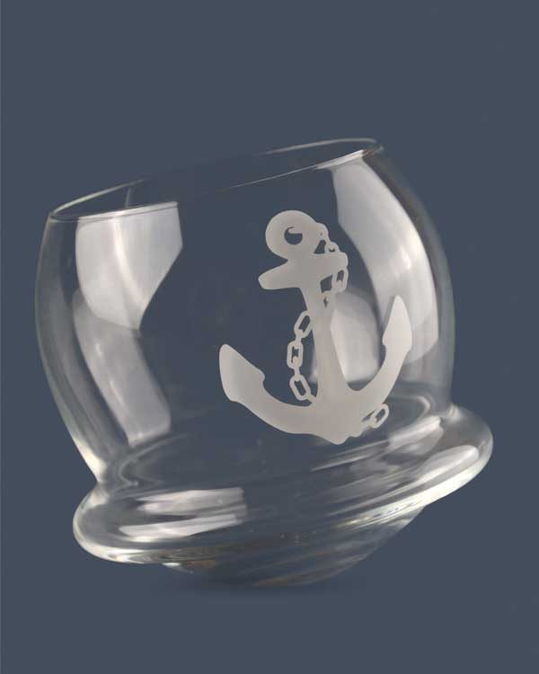 Glass ships storm glass with anchor motif