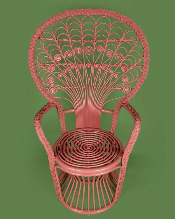 Rattan peacock chair in pink