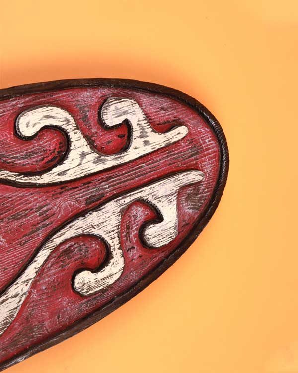 Hand carved Papa New Guinean shield detail shot