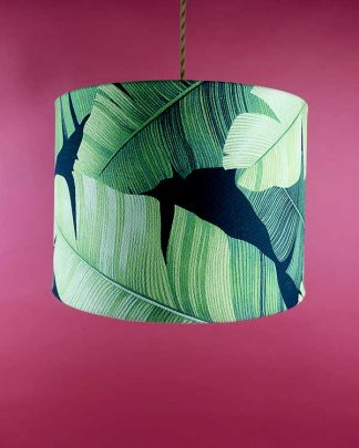 Tropical printed lamp shade pendant with botanical green leaves