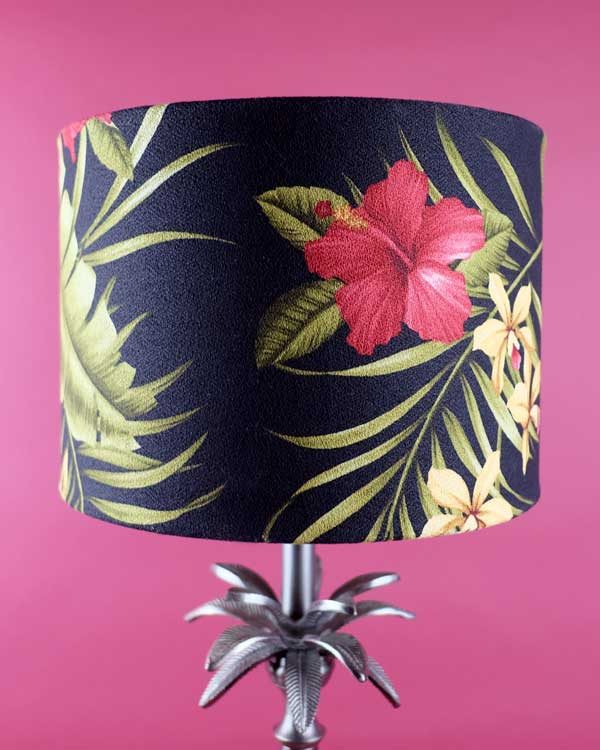 Botanical Palm Table lamp with Tropical Printed Shade - Hamakua