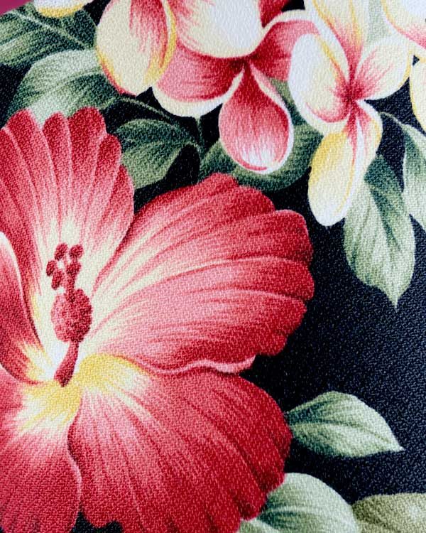 Tropical printed lamp shade drum with hibiscus flowers