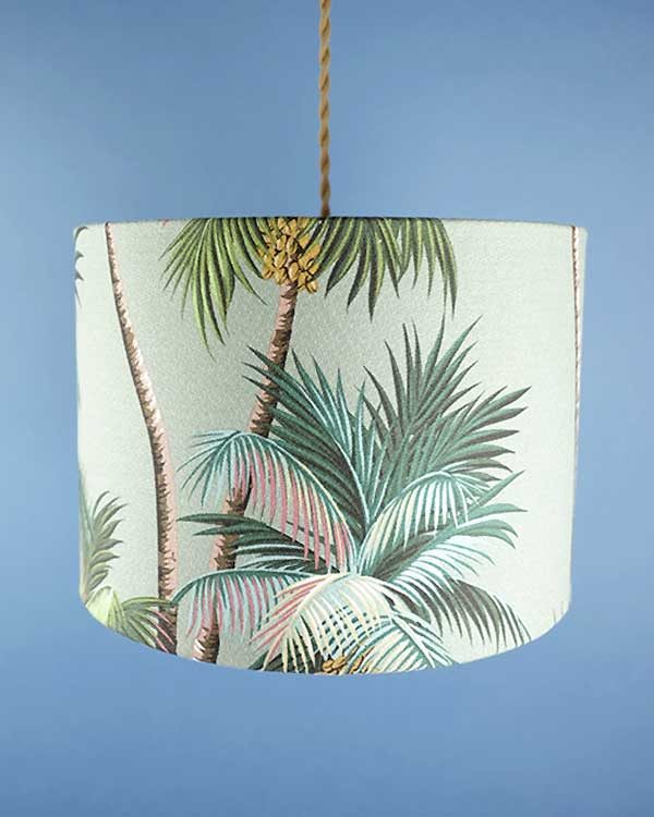 Tropical printed lampshade pendant with palm leaves
