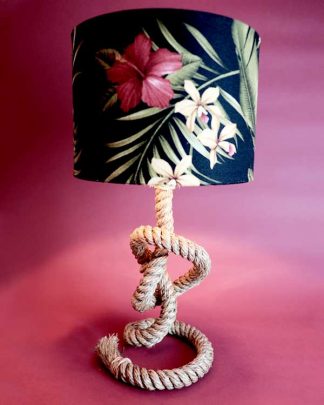 Nautical Knotted Rope Lamp with Tropical Shade