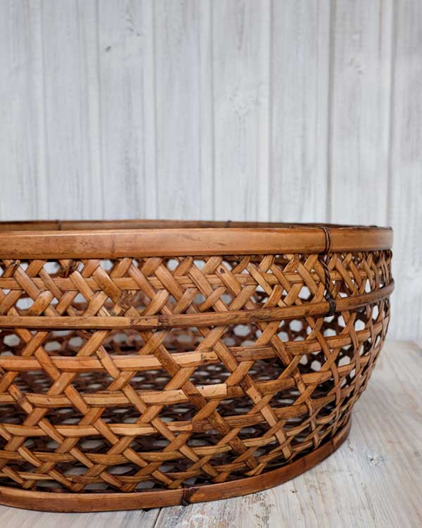 Large Weave Cylindrical Rattan Basket detail WEB