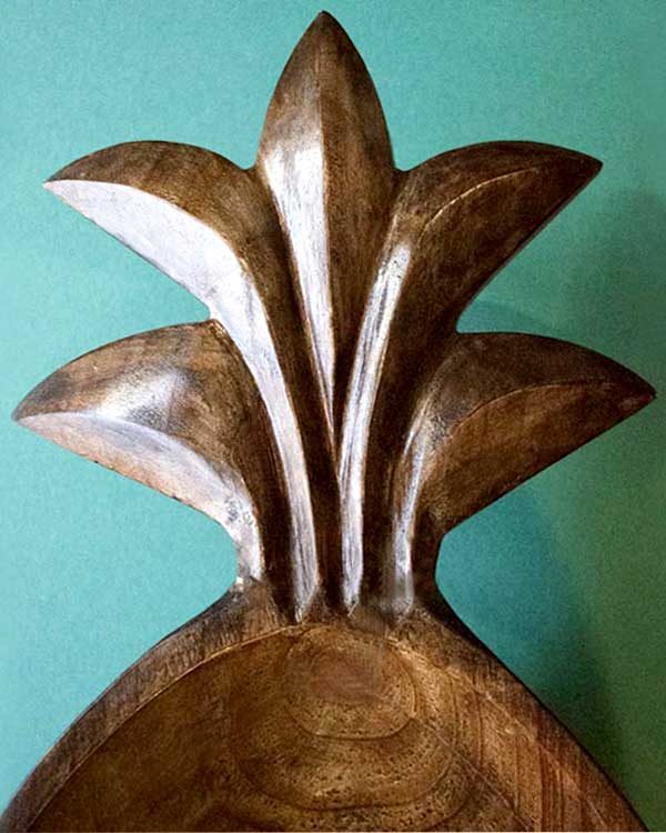 Hand carved wooden pineapple shaped bowl