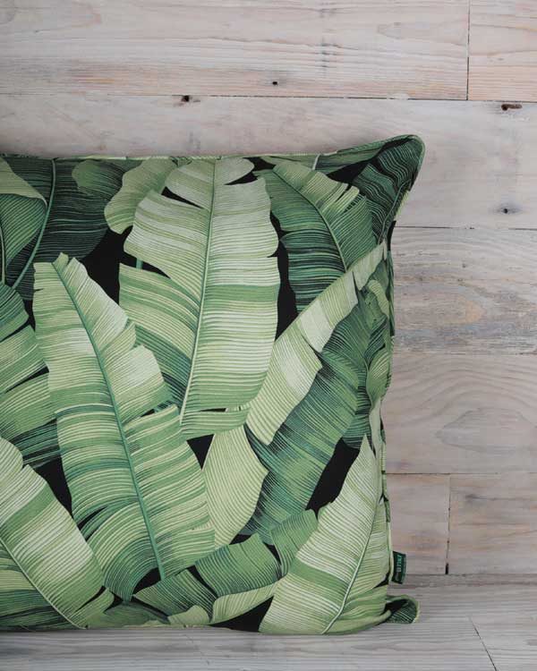 Tropical print banana leaf cushion