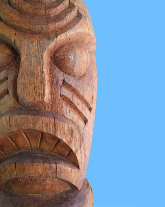 Hand carved wooden Tiki cannibal design
