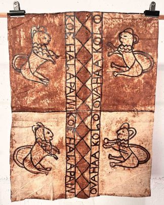 This is a picture of traditional Tongan Tapa Cloth with animal motif.