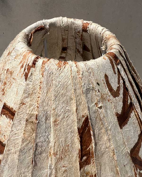 NAUTICAL FISH FLOAT TABLE LAMP WITH TAPA SHADE TOP OUTSIDE DETAIL WEB