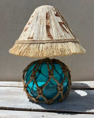 NAUTICAL FISH FLOAT TABLE LAMP WITH TAPA SHADE WEB 2