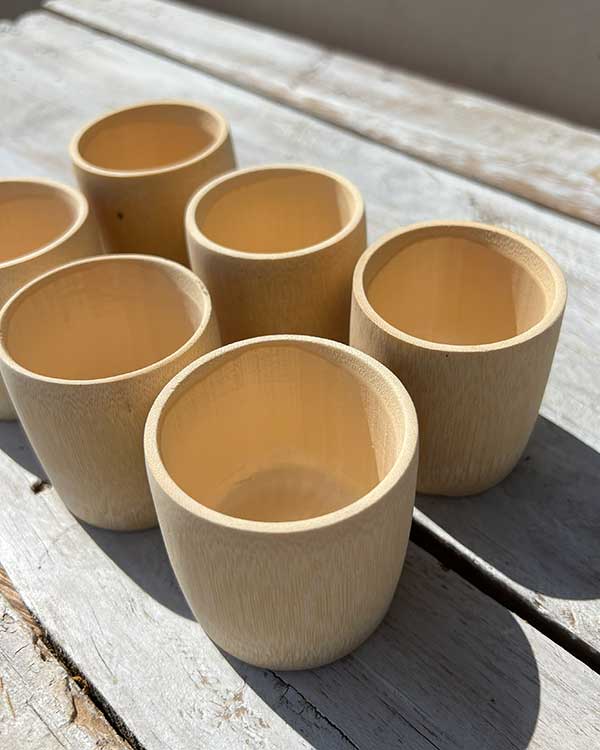 BAMBOO SHOT CUPS SET OF SIX ABOVE VIEW