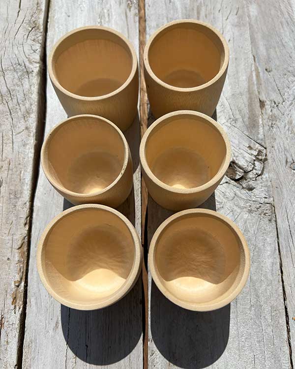 BAMBOO SHOT CUPS SET OF SIX INSIDE VIEW
