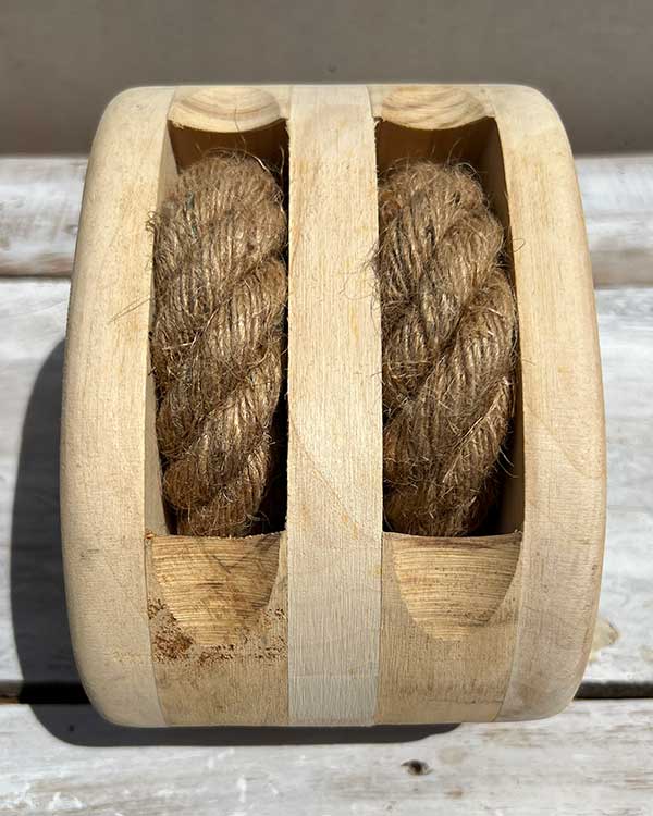 DECORATIVE WOODEN NAUTICAL PULLY BLOCK FRONT