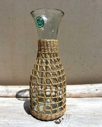 RATTAN AND GLASS WATER KARAFE FRONT VIEW