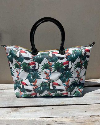 TROPICAL TOUCAN SHOULDER BAG WITH ZIP