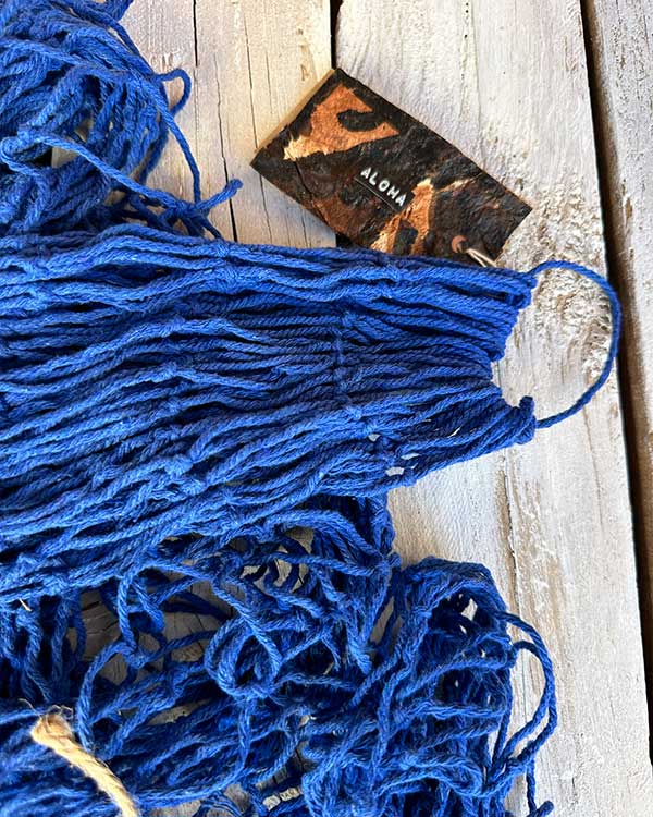 BLUE FISH NET WITH CORK FLOAT DETAIL WITH ALOHA LABEL
