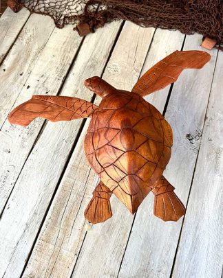 CARVED WOODEN HONU ABOVE VIEW WEB
